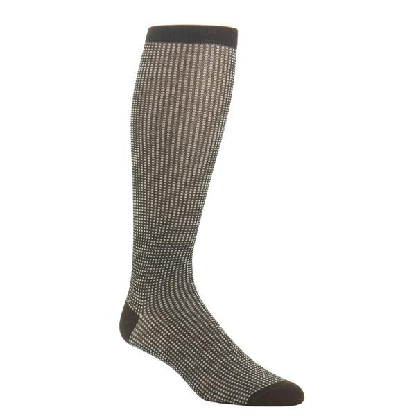 Coffee Brown with Tan Grenadine Cotton Mid-Calf Sock