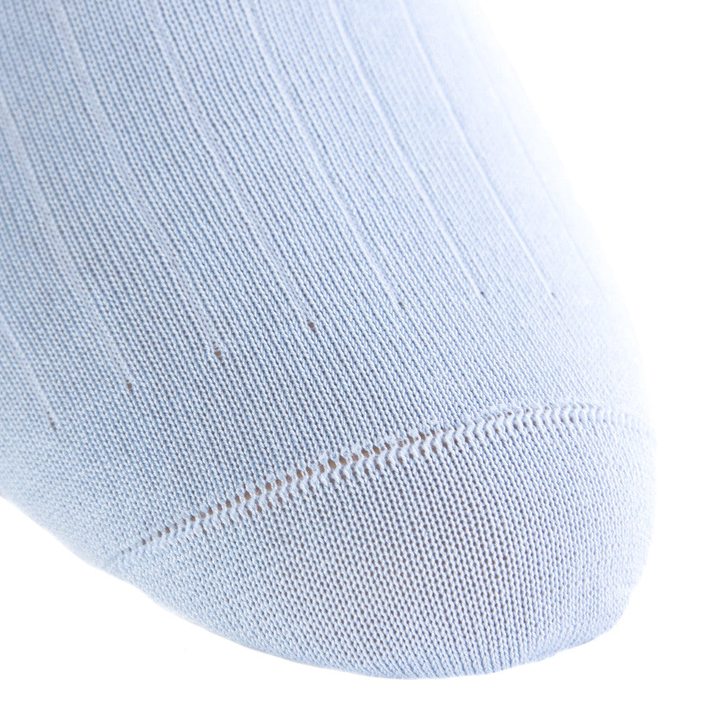 Sky Blue Ribbed Socks Linked Toe OTC - over-the-calf - dapper-classics