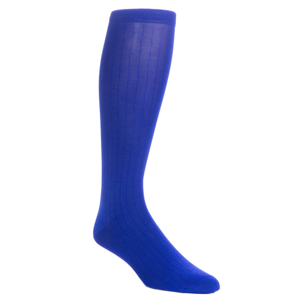 Clematis Blue Ribbed Sock Linked Toe OTC - over-the-calf - dapper-classics
