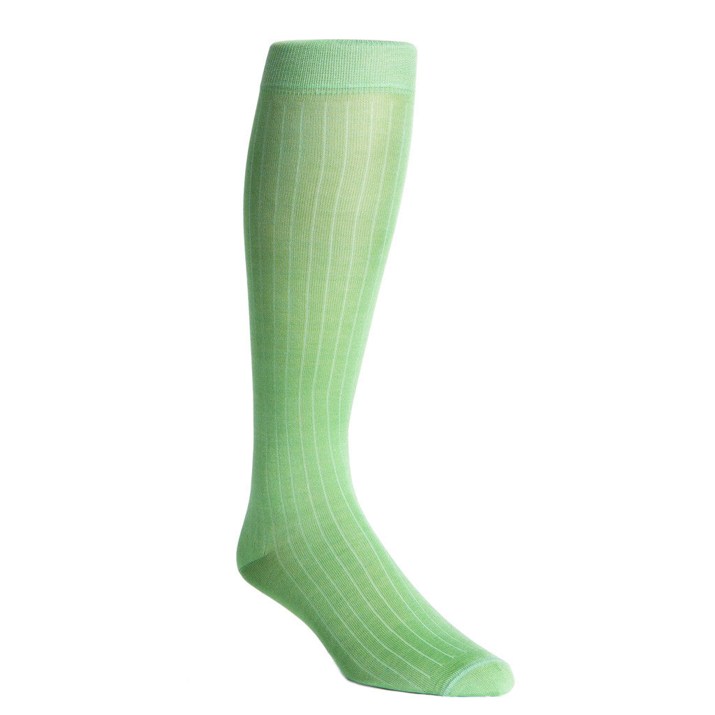 Green Grass Ribbed Socks Linked Toe OTC - over-the-calf - dapper-classics