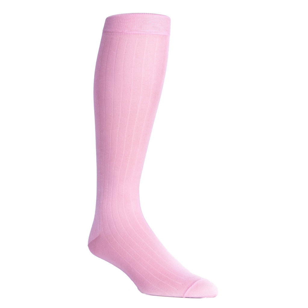 Pink Ribbed Socks Linked Toe OTC - over-the-calf - dapper-classics 