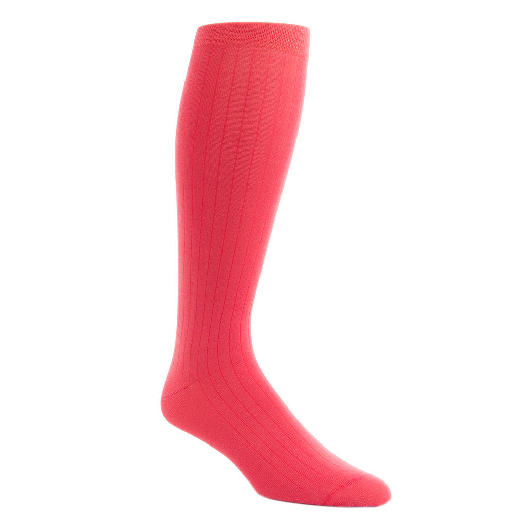 Coral Ribbed Socks Linked Toe OTC - over-the-calf - dapper-classics 