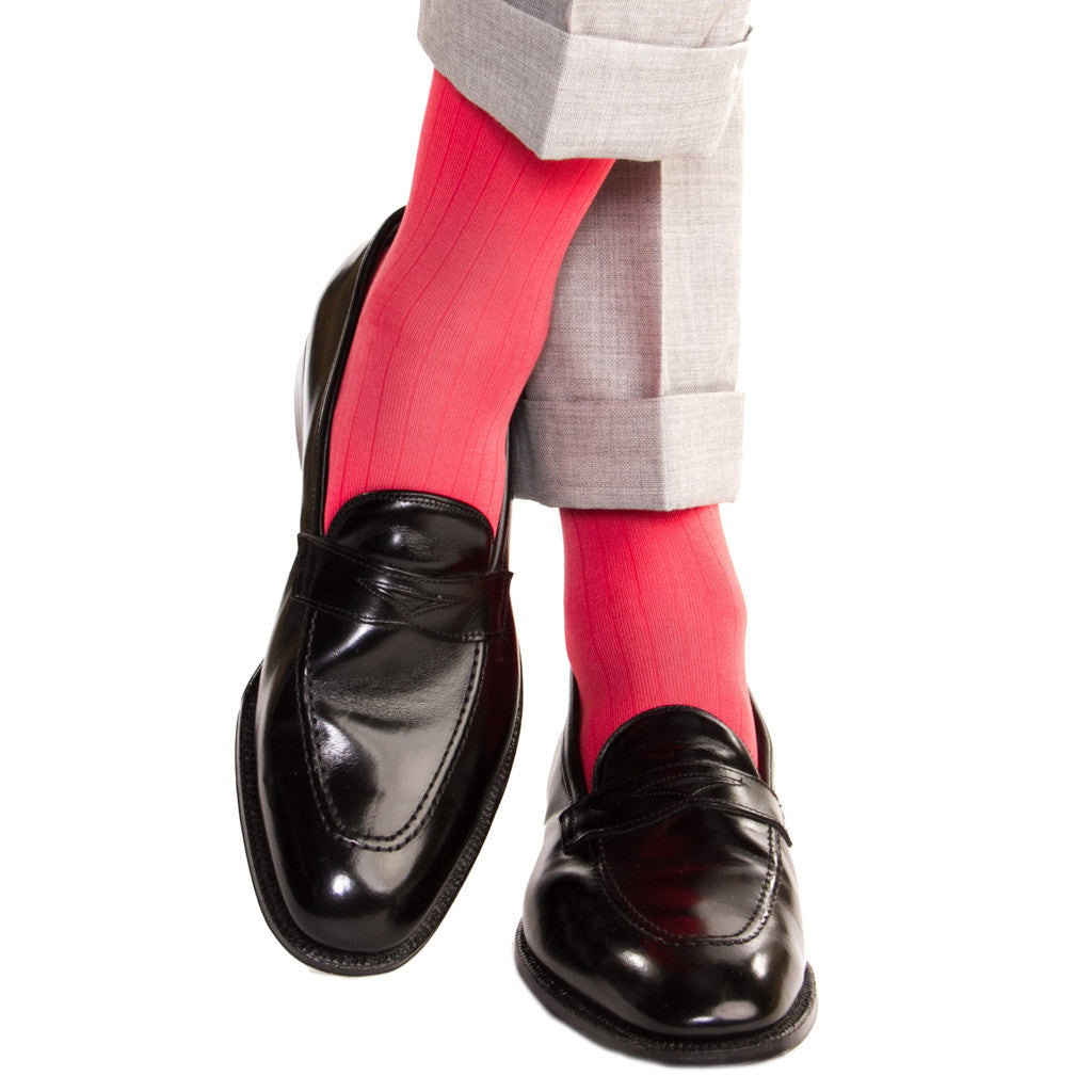 Coral Ribbed Socks Linked Toe Mid-Calf - mid-calf - dapper-classics 