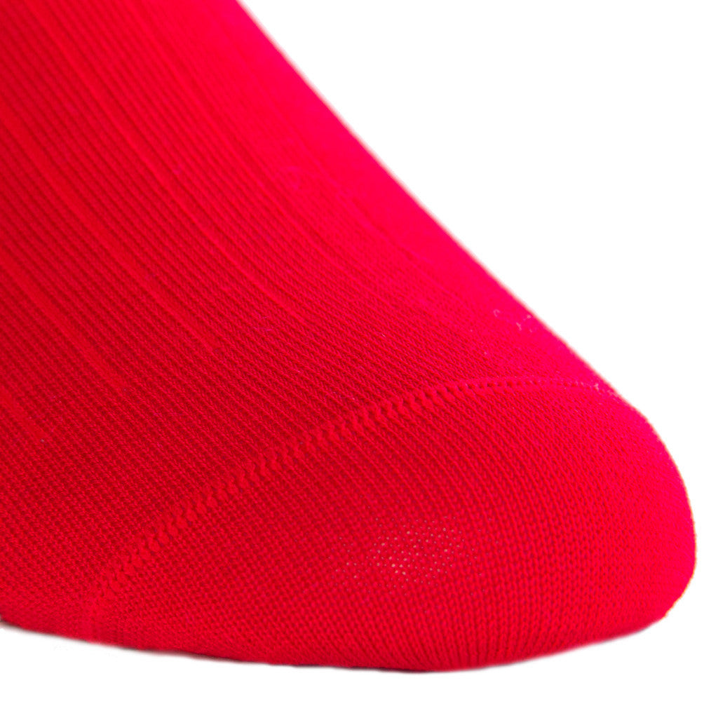 Red Ribbed Sock Fine Merino Wool Linked Toe Mid-Calf - mid-calf - dapper-classics