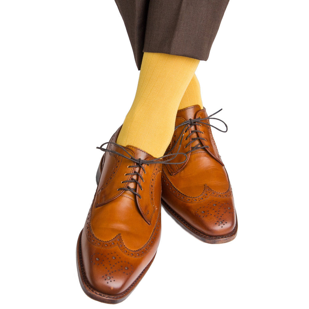 Yolk Ribbed Linked Toe Mid-Calf - mid-calf - dapper-classics 