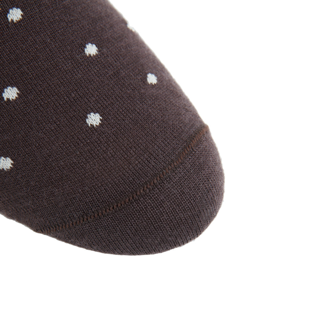 Coffee Brown with Tan Dot Fine Merino Wool Over-the-Calf Sock