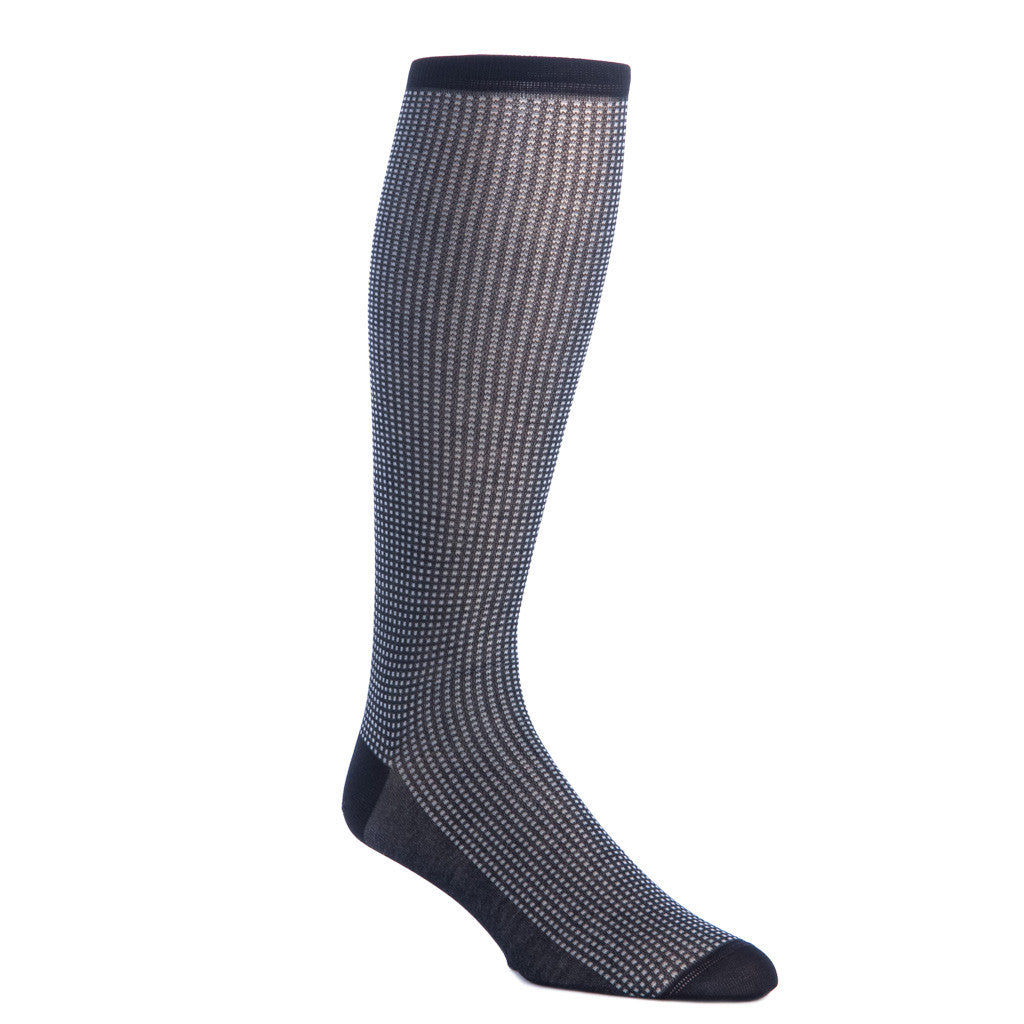 Black with Ash Grenadine Socks Linked Toe OTC - over-the-calf - dapper-classics