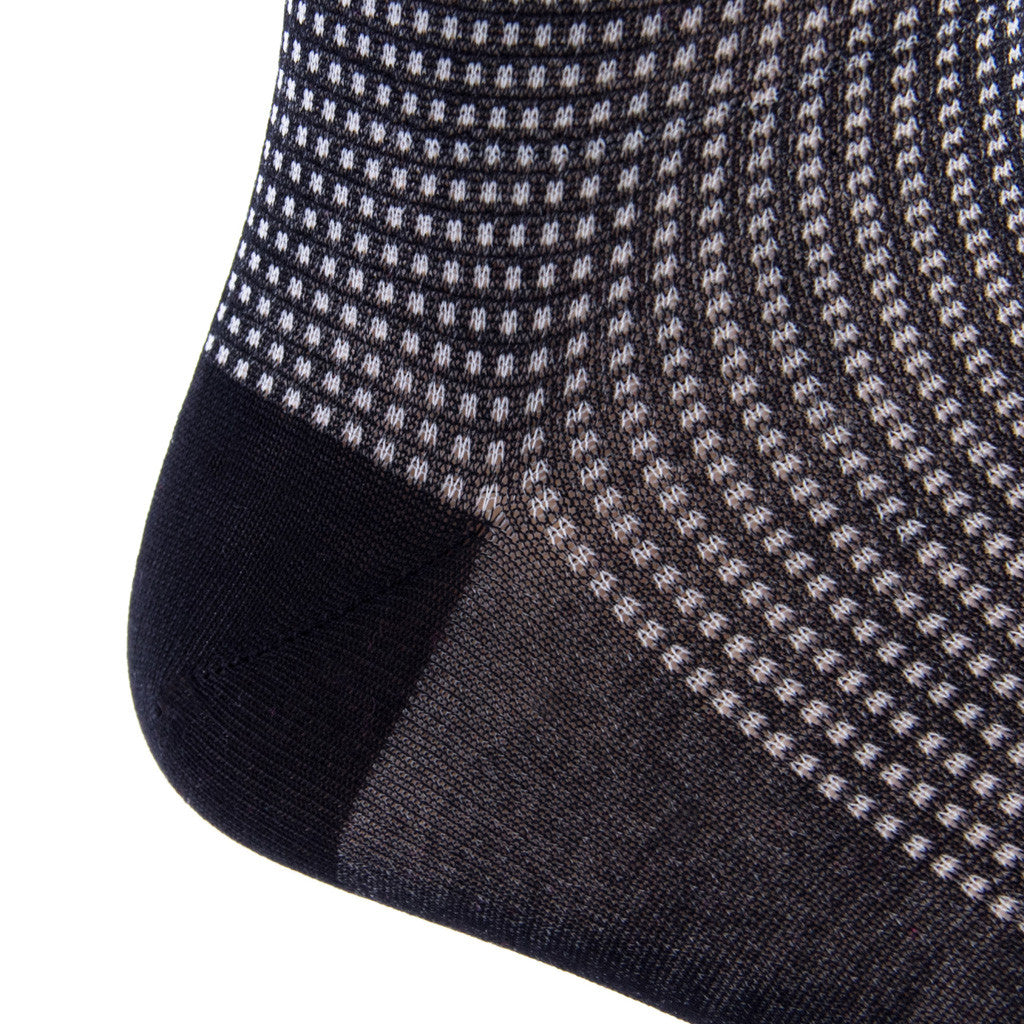 Black with Ash Grenadine Sock Linked Toe Mid-Calf - mid-calf - dapper-classics 