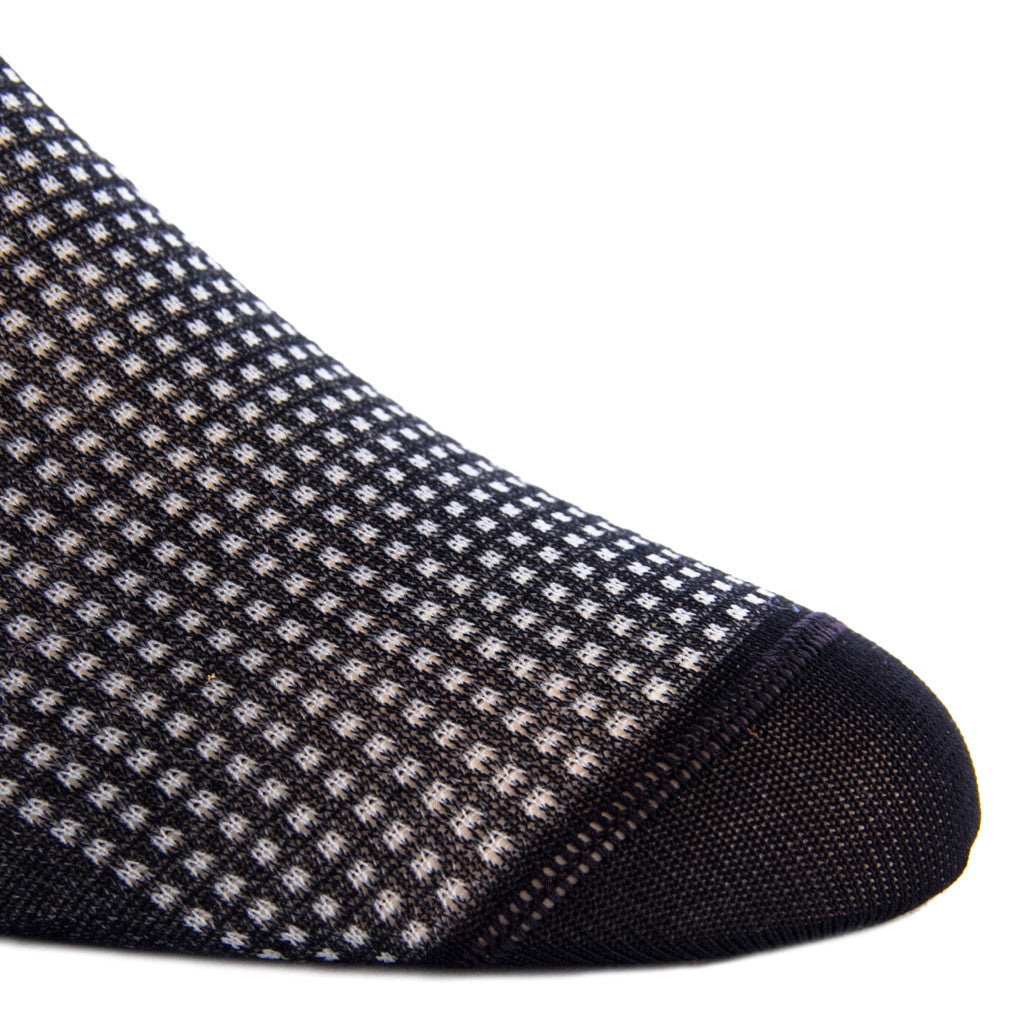 Black with Ash Grenadine Sock Linked Toe Mid-Calf - mid-calf - dapper-classics