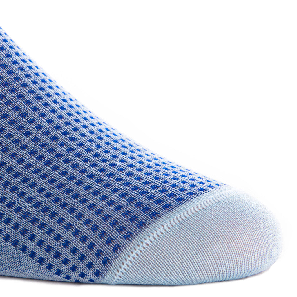 Sky Blue with Clematis Blue Grenadine Sock Linked Toe Mid-Calf - mid-calf - dapper-classics
