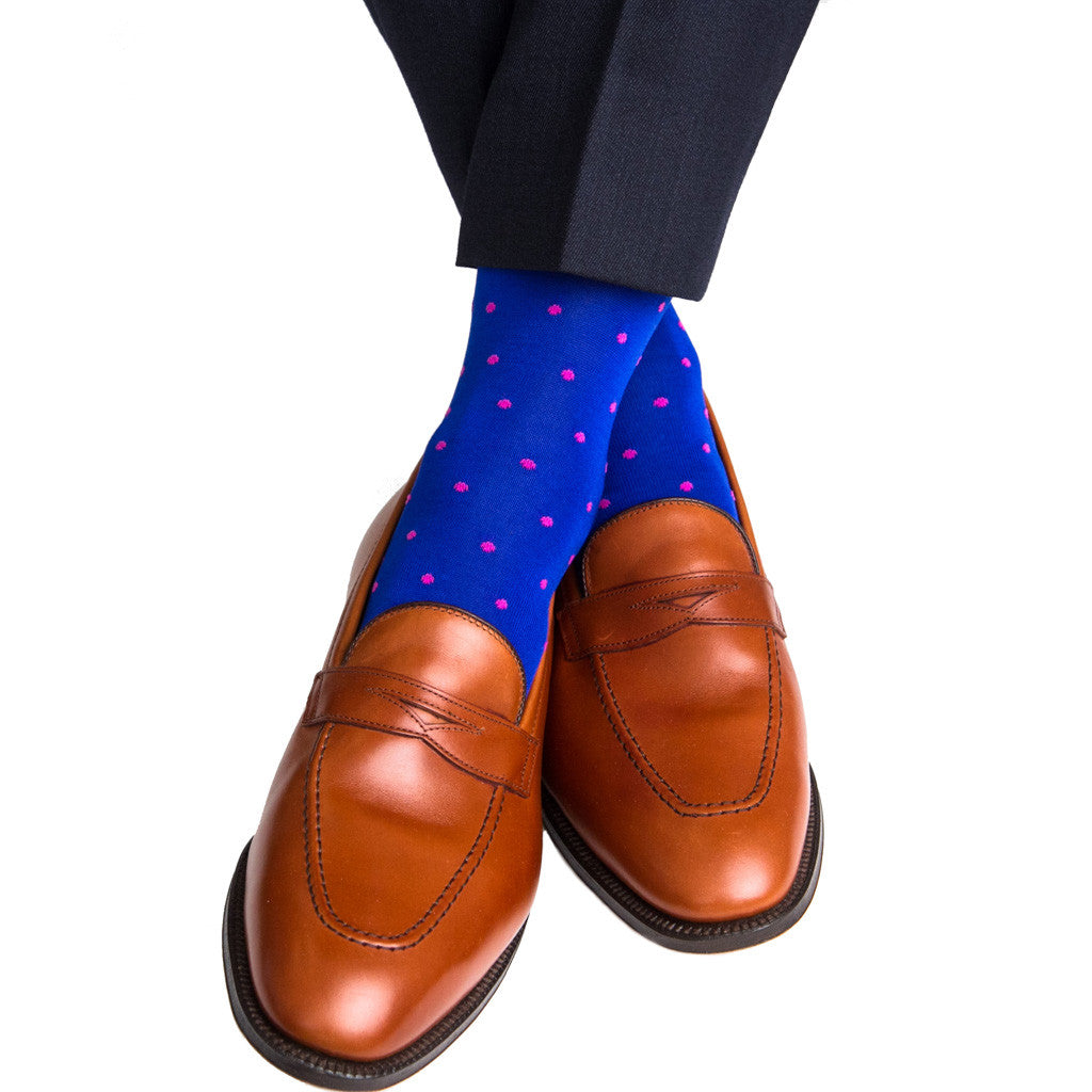 Clematis Blue with Rose Dot Linked Toe OTC - over-the-calf - dapper-classics