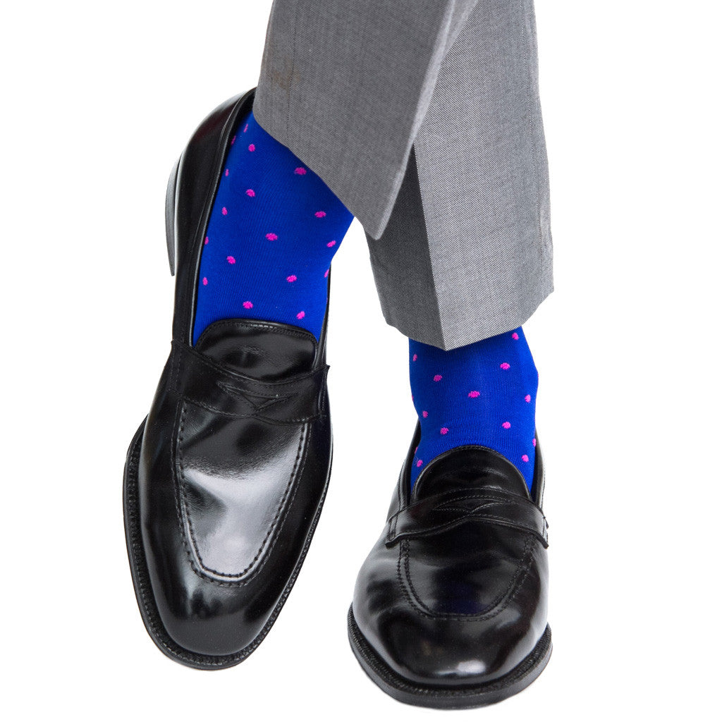 Clematis Blue with Rose Dot Linked Toe OTC - over-the-calf - dapper-classics