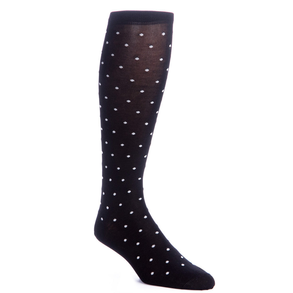 Black with Grey Dots Linked Toe OTC - over-the-calf - dapper-classics
