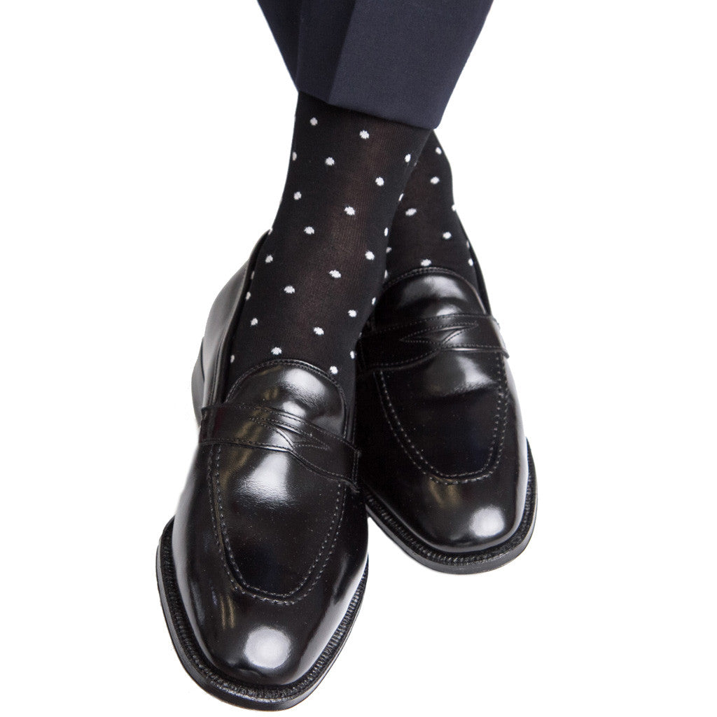 Black with Grey Dots Linked Toe OTC - over-the-calf - dapper-classics 