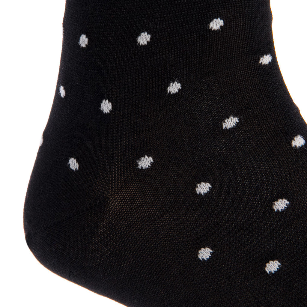 Black with Ash Dot Sock Linked Toe Mid-Calf - mid-calf - dapper-classics