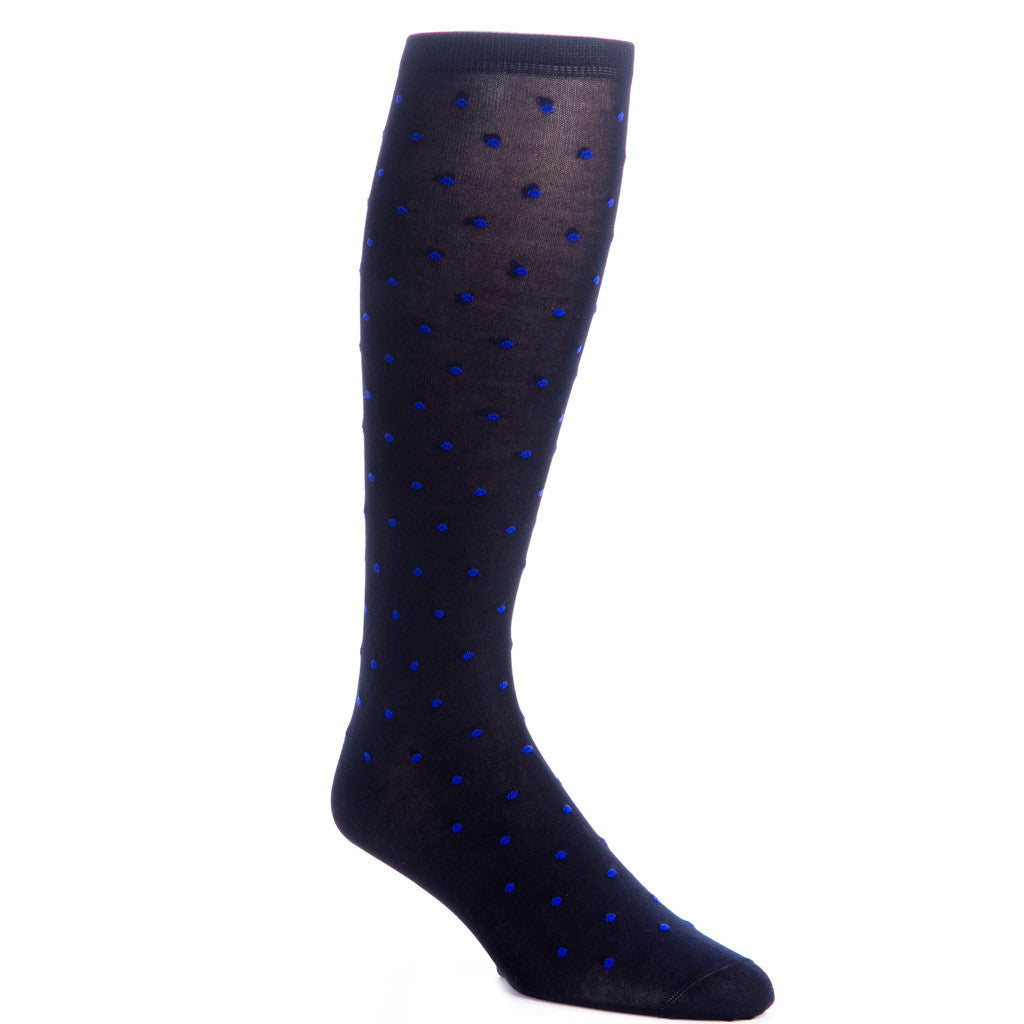 Navy with Clematis Blue Dot Linked Toe OTC - over-the-calf - dapper-classics 