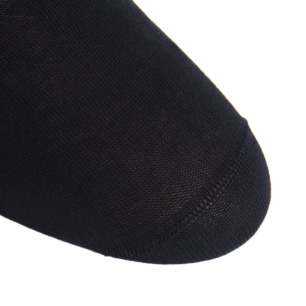 Black Solid Formal Cotton Sock No Rib Linked Toe OTC