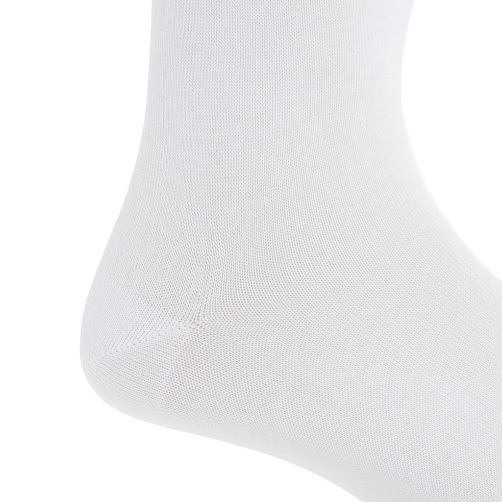 White Solid Formal No Ribbing Cotton Mid-Calf Sock