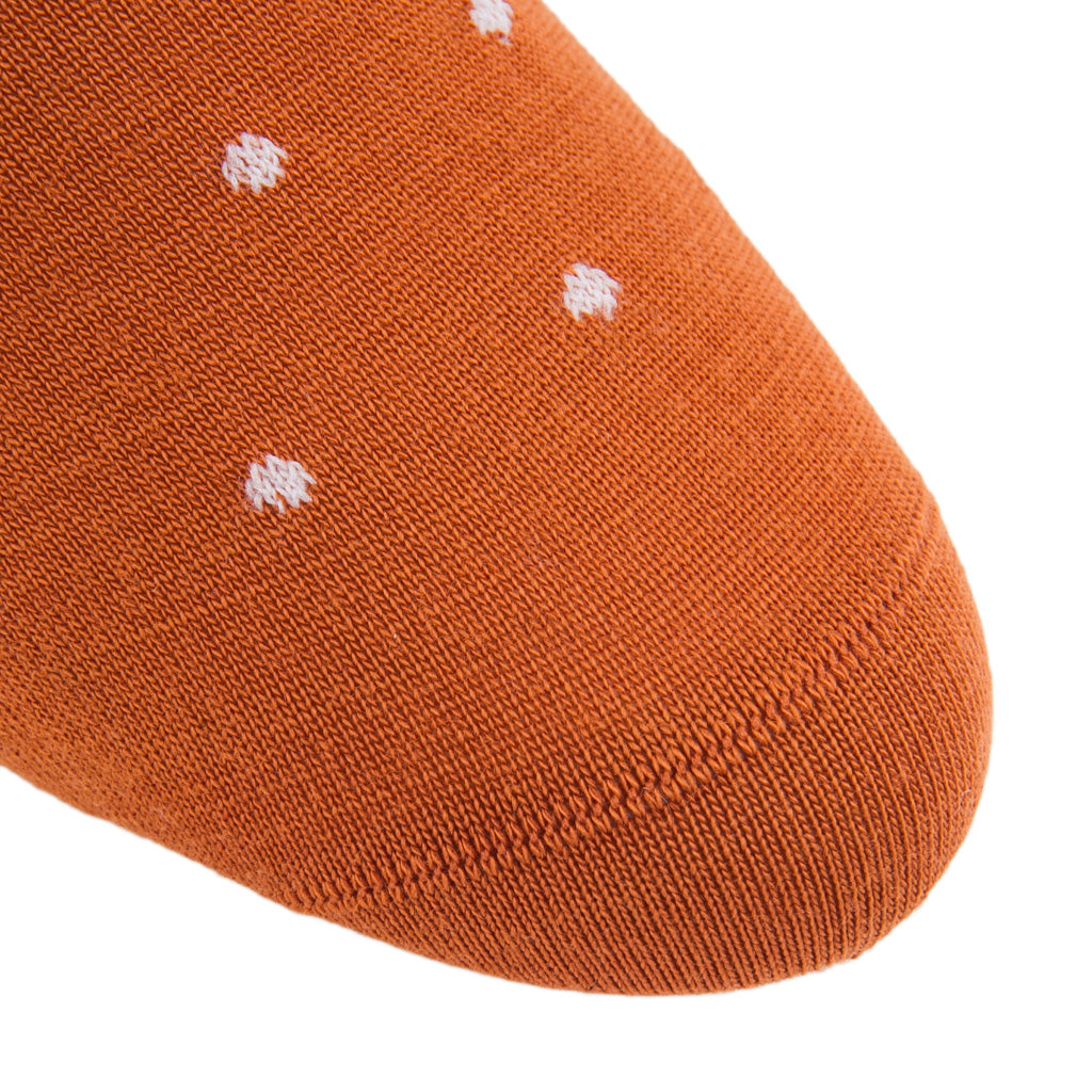 Burnt Orange with Cream Dot Fine Merino Wool Over-the-Calf Sock
