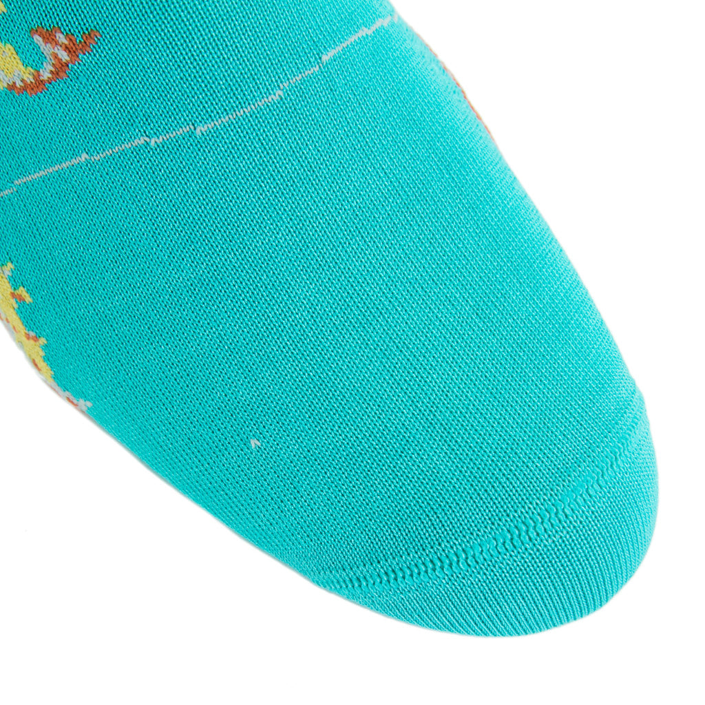 Ceramic with Yellow Fish Lines Cotton Over-the-Calf Sock