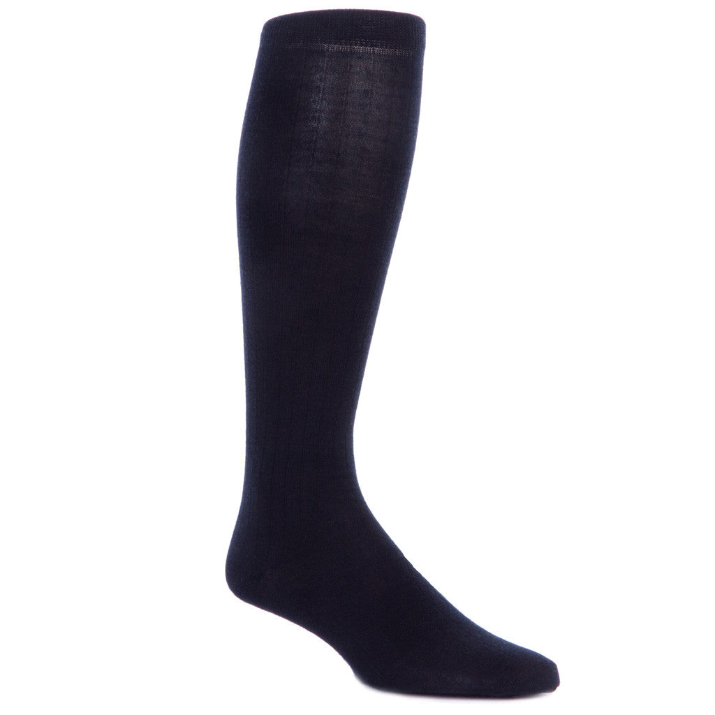 Black Ribbed Sock Linked Toe OTC - over-the-calf - dapper-classics