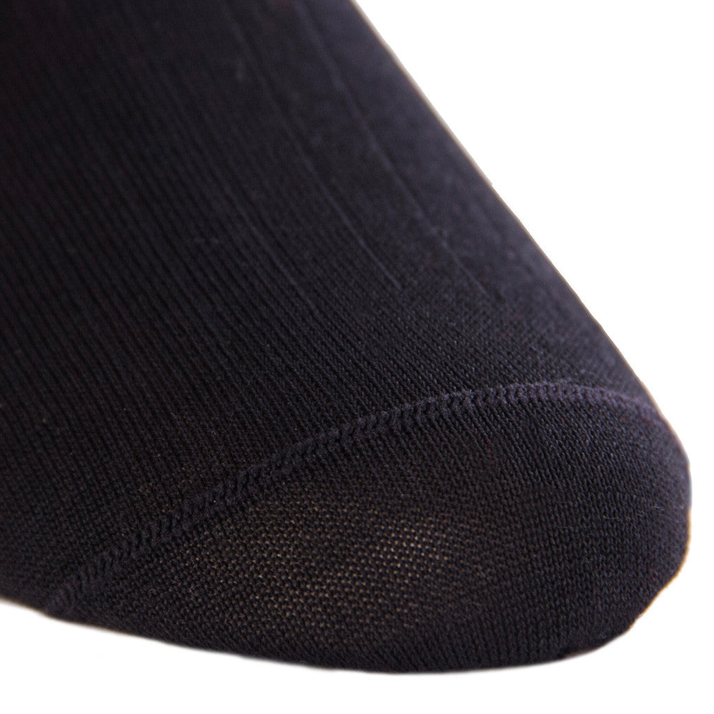 Black Ribbed Sock Fine Merino Wool Linked Toe Mid-Calf - mid-calf - dapper-classics 