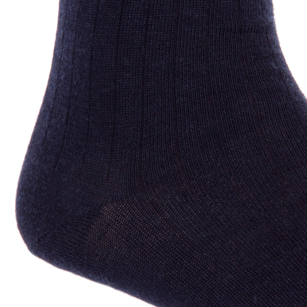 Black Solid Ribbed Fine Merino Wool Sock Linked Toe Mid-Calf – Dapper ...