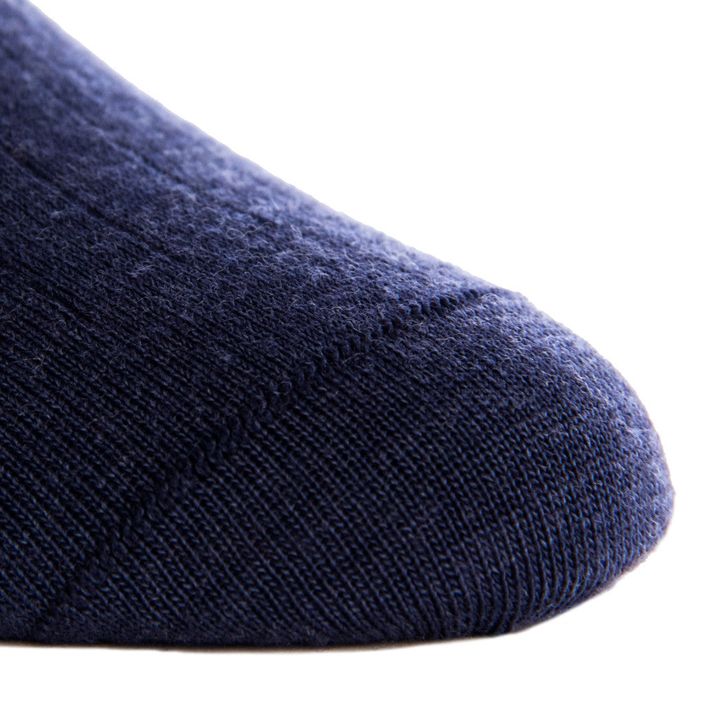 Dress Navy Ribbed Fine Merino Wool Linked Toe OTC - over-the-calf - dapper-classics