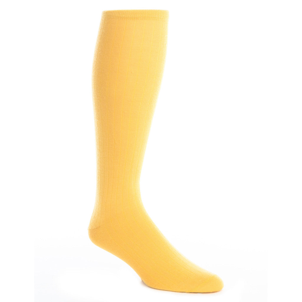 Saffron Ribbed Sock Fine Merino Wool Linked Toe OTC - over-the-calf - dapper-classics