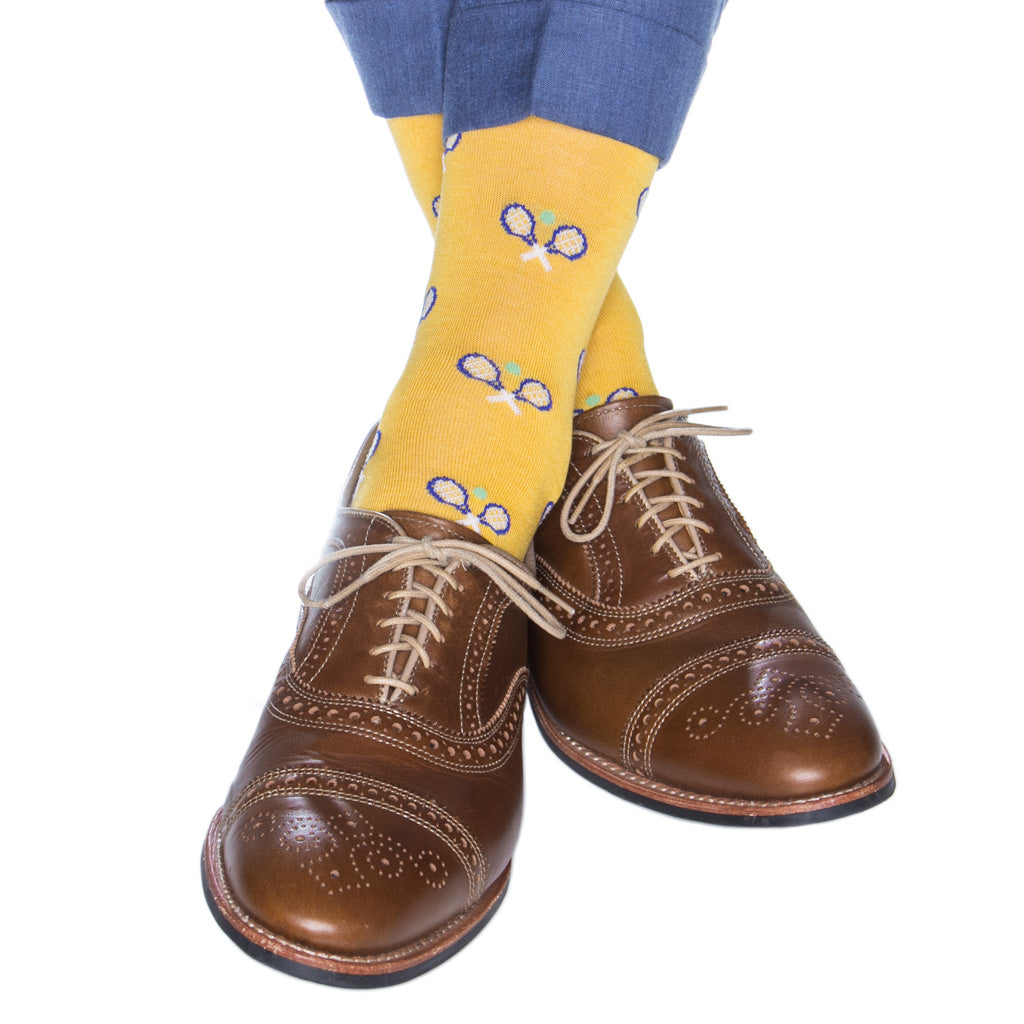 Yolk with Racquet & Ball Cotton Sock Linked Toe Mid-Calf Yolk with Racquet & Ball Cotton Sock Linked Toe Mid-Calf
