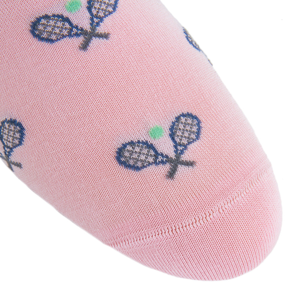 Light Pink with Racquet &amp; Ball Cotton Over-the-Calf Sock