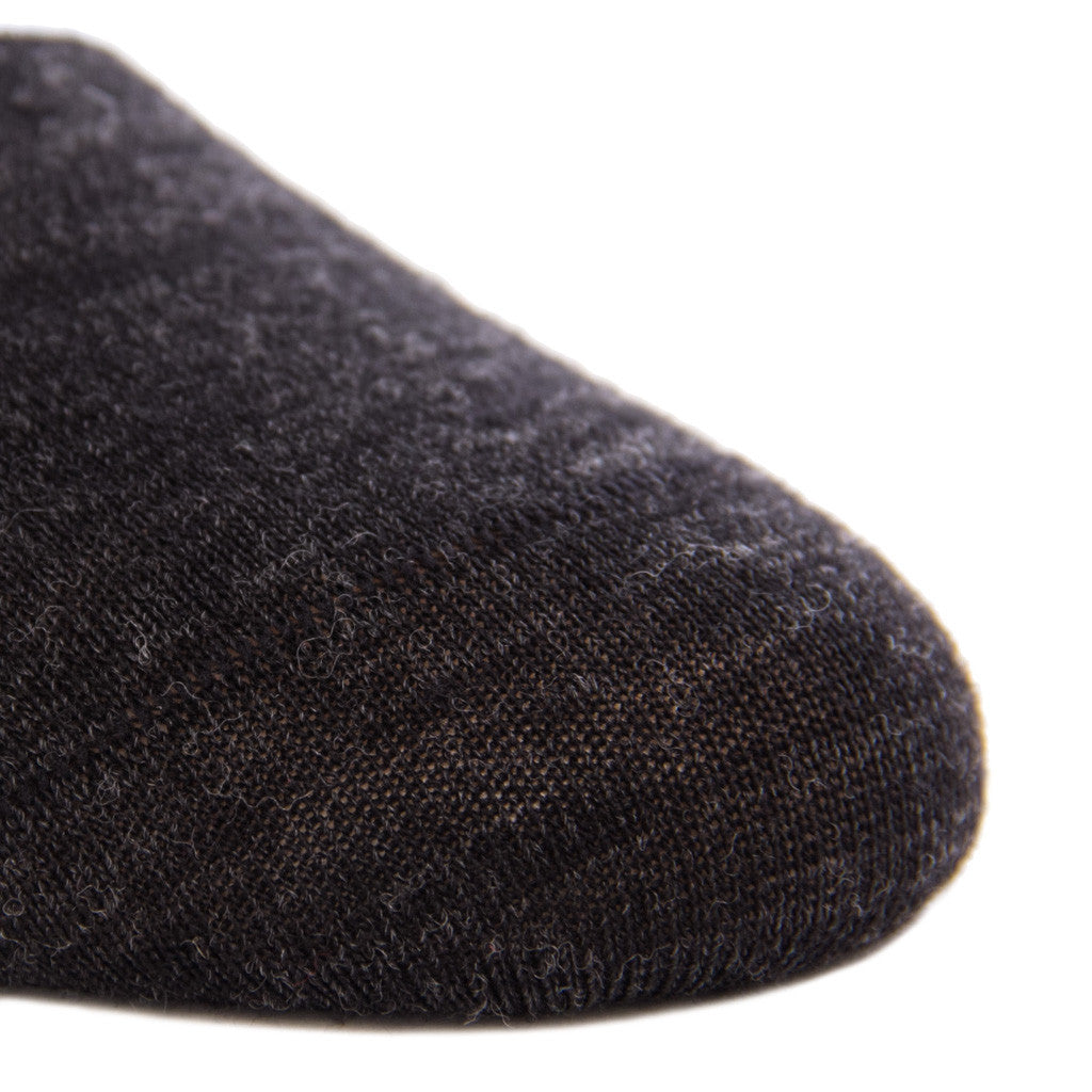 Charcoal with Sky Blue Fine Merino Wool Stripe Linked Toe Mid-Calf - mid-calf - dapper-classics