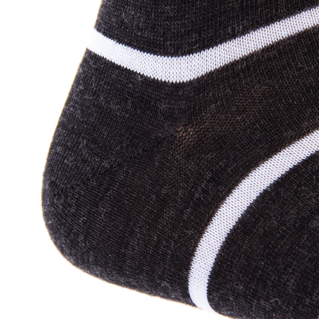 Charcoal with Sky Blue Fine Merino Wool Stripe Linked Toe Mid-Calf - mid-calf - dapper-classics