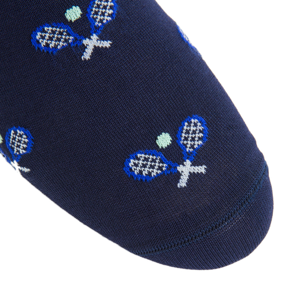 Classic Navy with Racquet &amp; Ball Cotton Over-the-Calf Sock