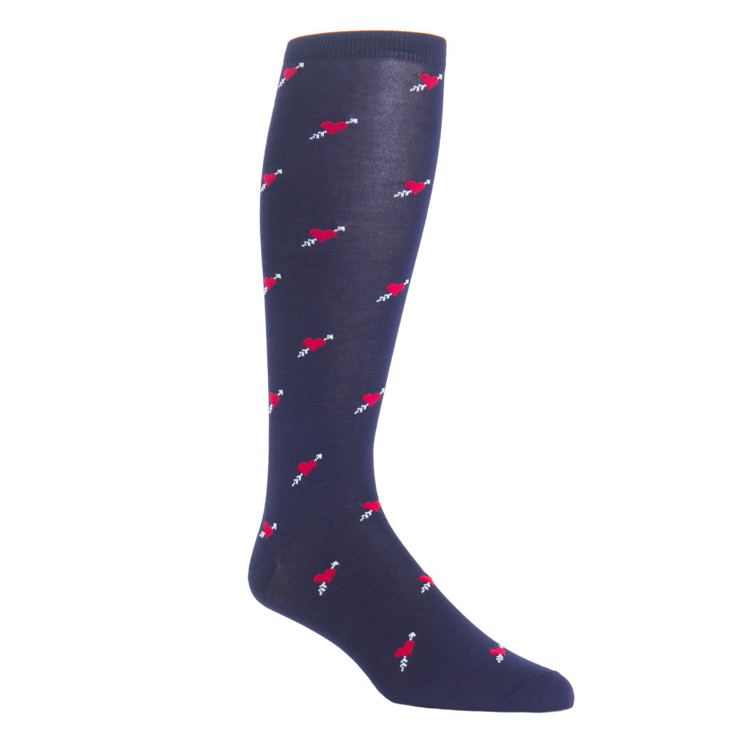Over-the-calf navy with red heart and cream arrow