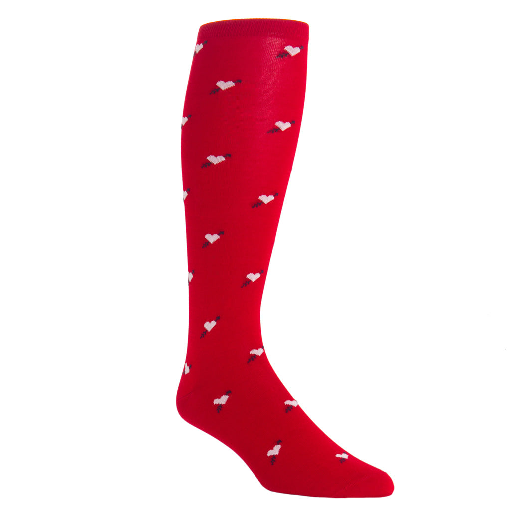 over-the-calf Red with Cream Heart and Navy Arrow