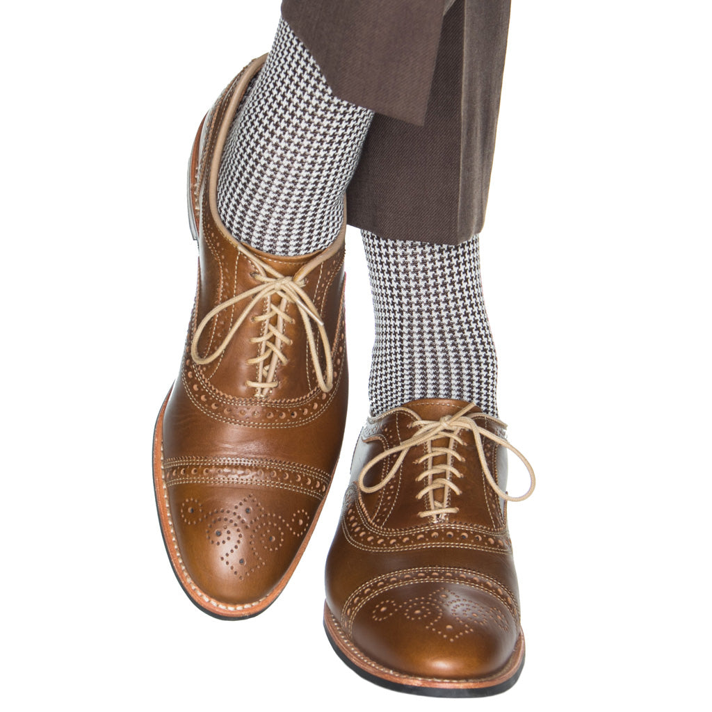 Coffee Brown with Cream Houndstooth