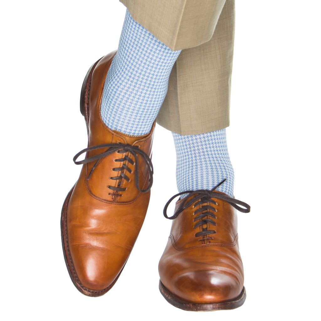 blue with cream houndstooth