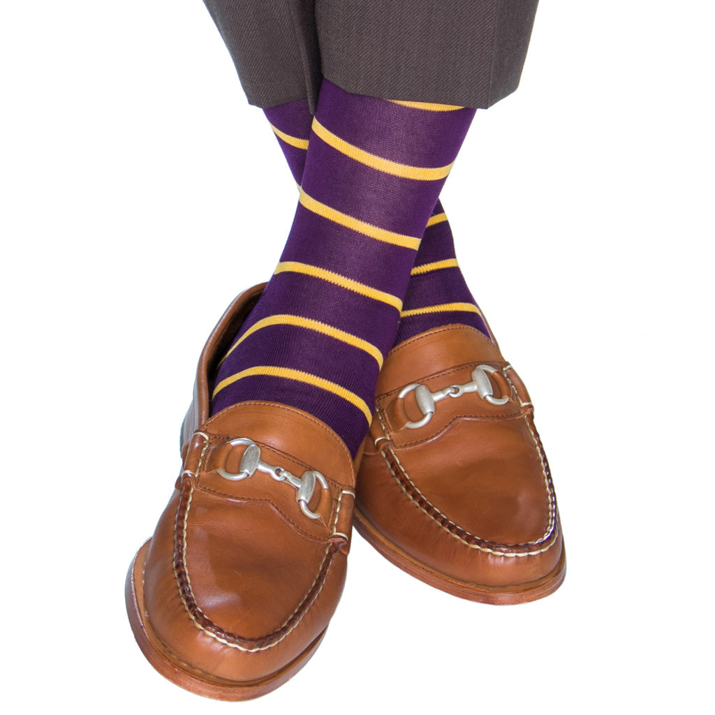 Royal Purple-Yolk Stripe Cotton