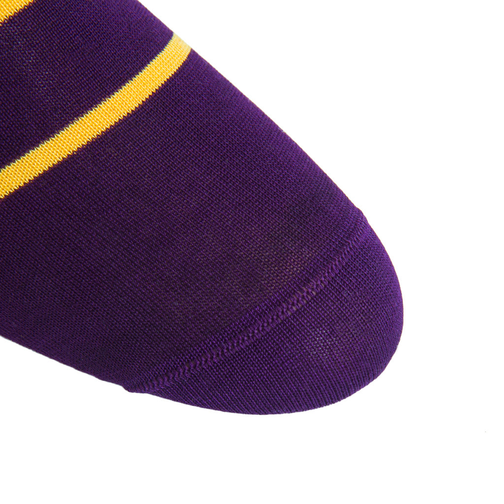linked-toe Royal Purple and Yolk Stripe Cotton