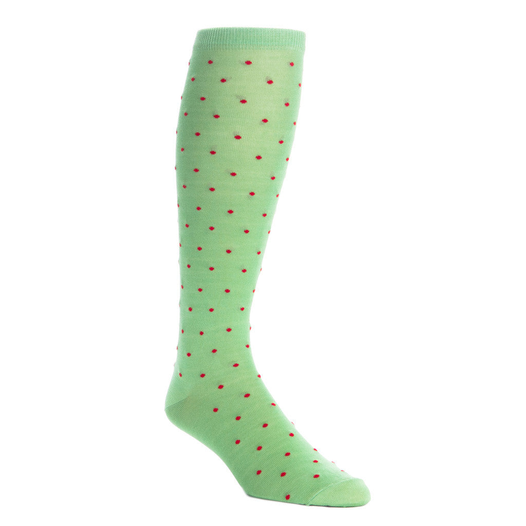 Green with Red Dot Sock Linked Toe OTC - over-the-calf - dapper-classics 
