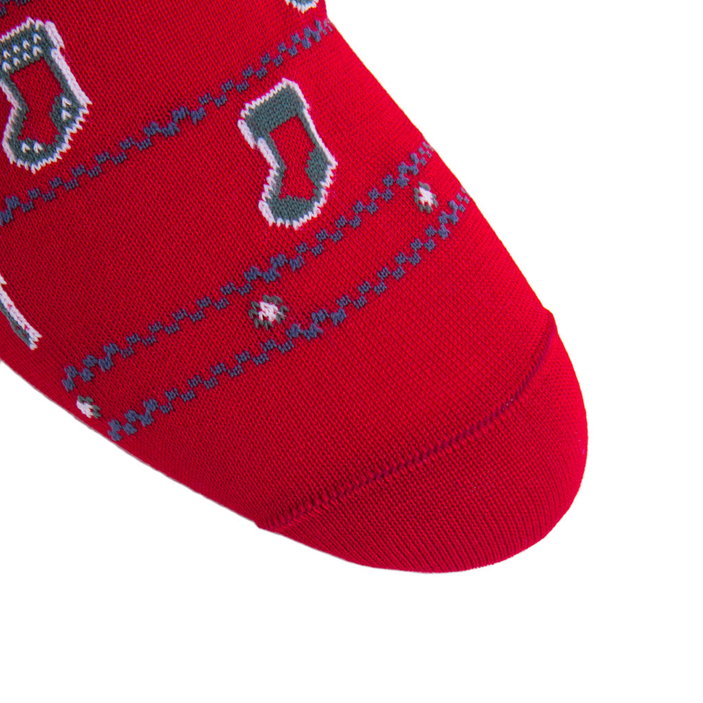 linked-toe red holiday stockings