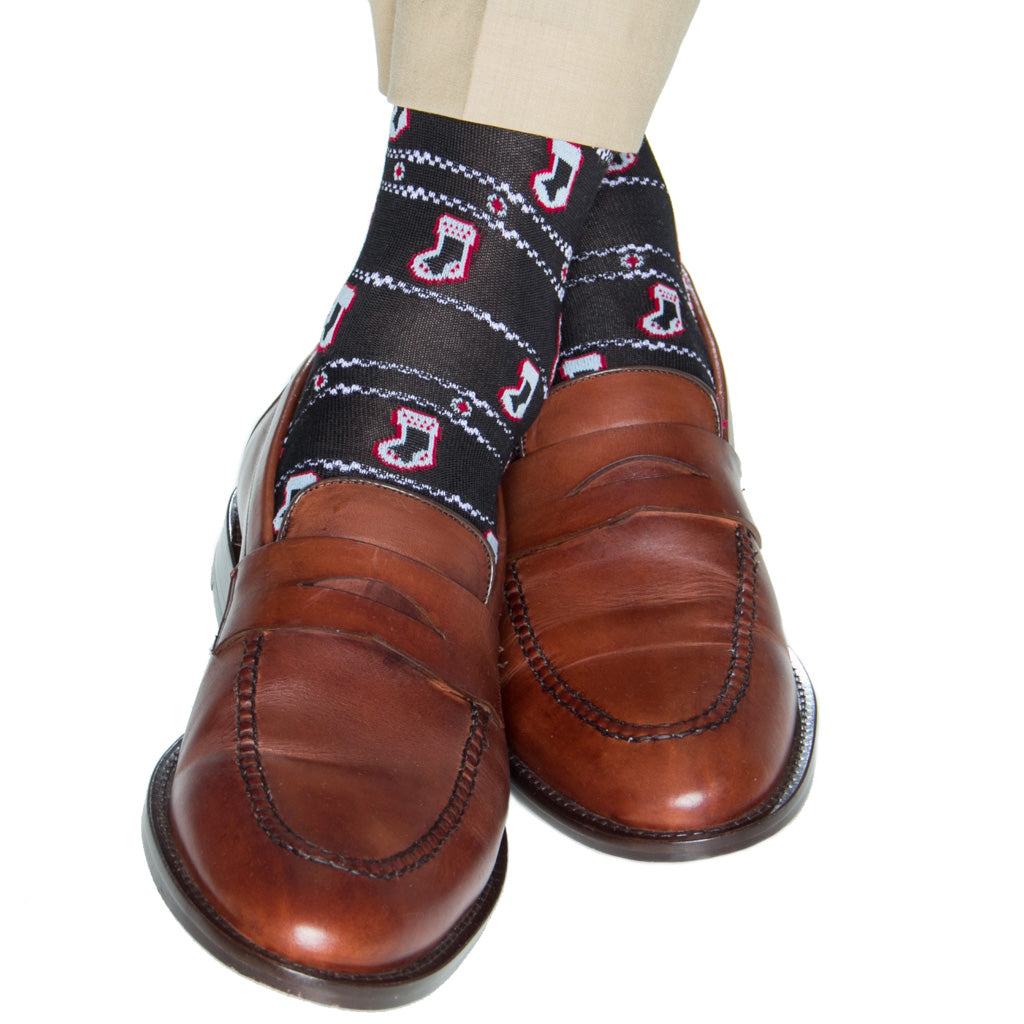 mid-calf black holiday stocking