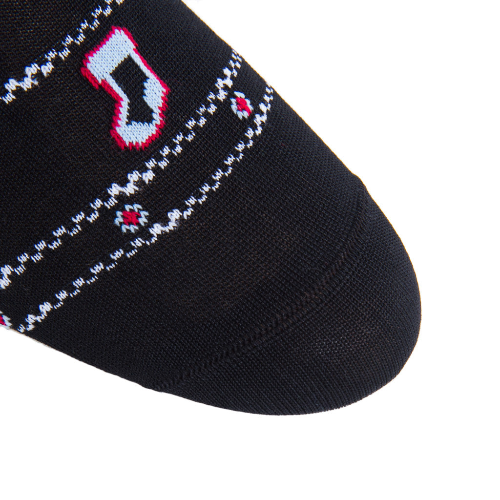 linked-toe black holiday stocking cotton sock