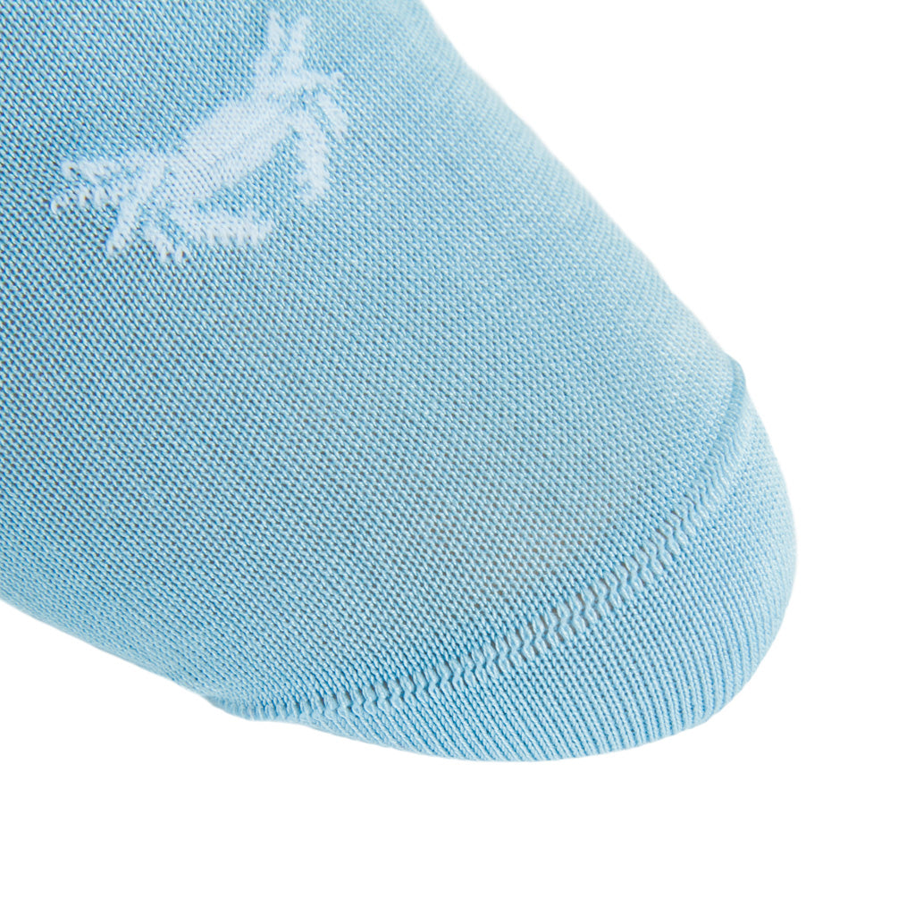 linked-toe sky blue with white lobster and crab cotton sock