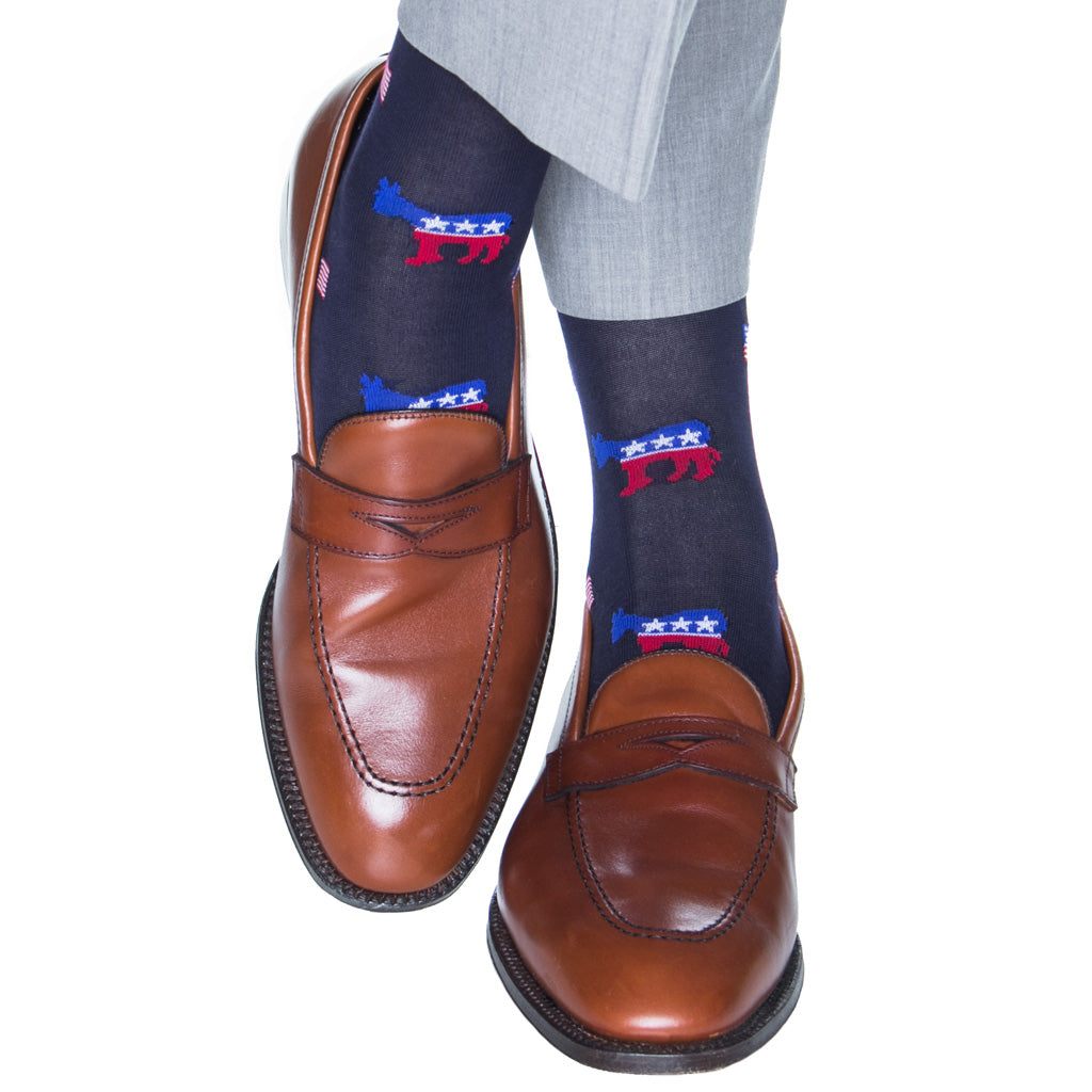 dapper classics dress socks Mens navy light weight wool dress socks