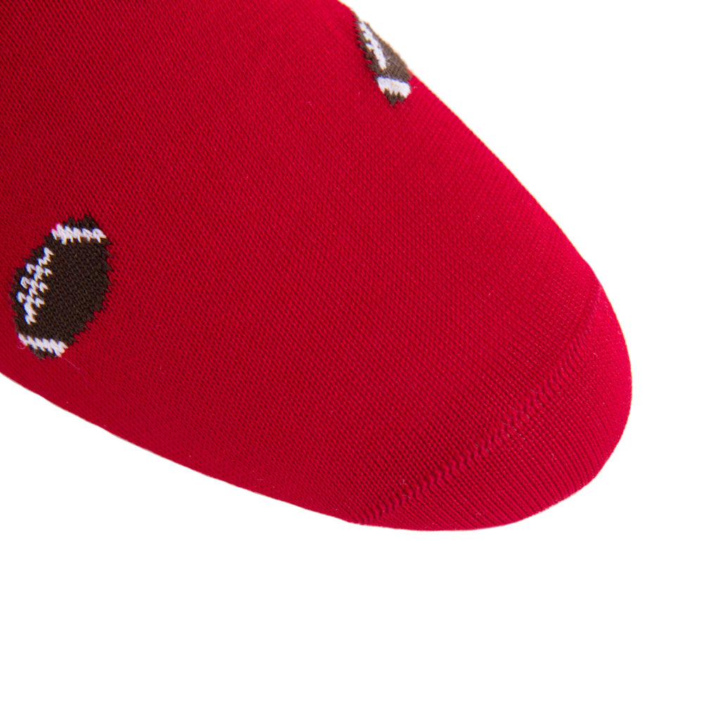 linked-toe red sock with footballs