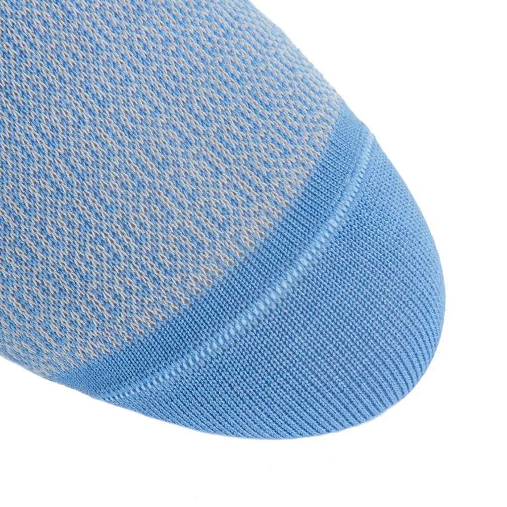 Azure Blue with Ash Chain Link Cotton Mid-Calf Sock