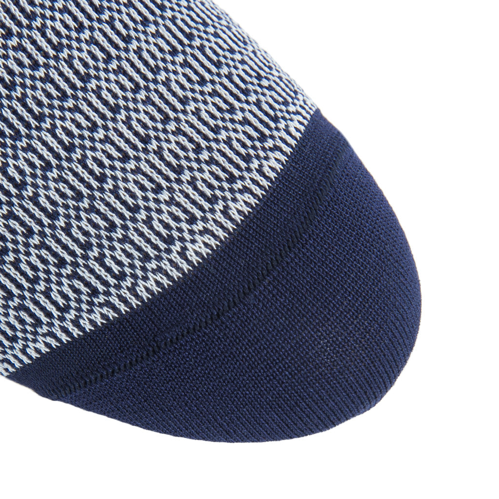 Classic Navy with Ash Chain Link Cotton Mid-Calf Sock