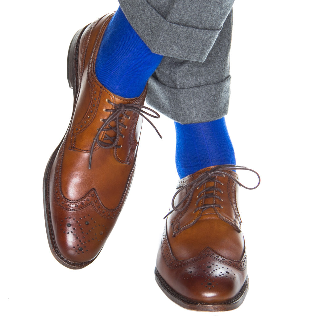 Cobalt Blue Solid Ribbed Fine Merino Wool Sock Linked Toe OTC Cobalt Blue Solid Ribbed Fine Merino Wool Sock Linked Toe OTC